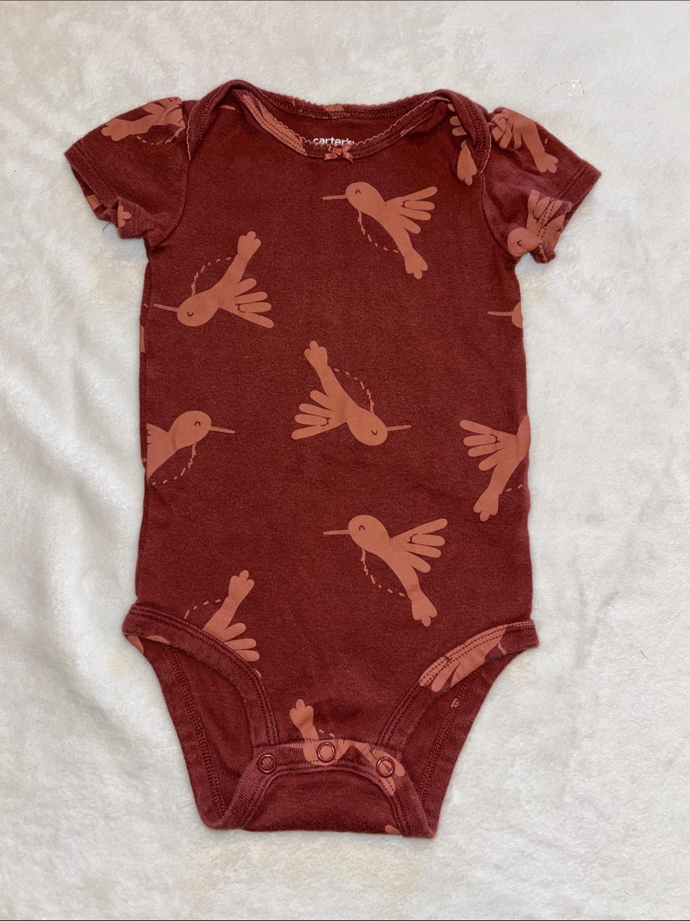 (3 for $10) Carter's Rust and Terracotta Hummingbird Short-Sleeve One-Piece
